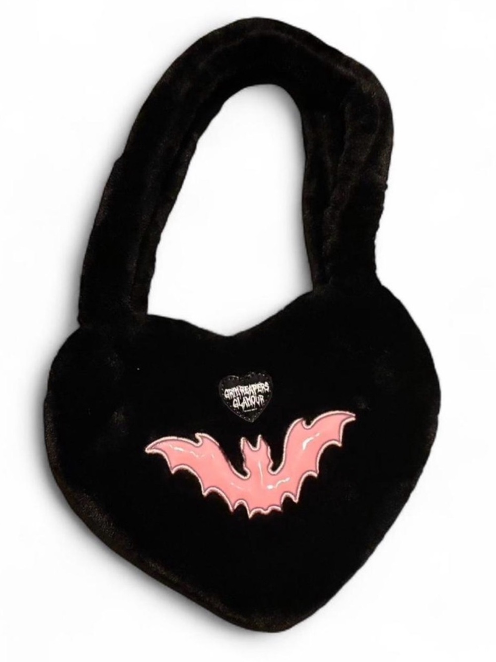 Grim reapers Galmoyr Heart Plush Bag with Pink Bat Accent